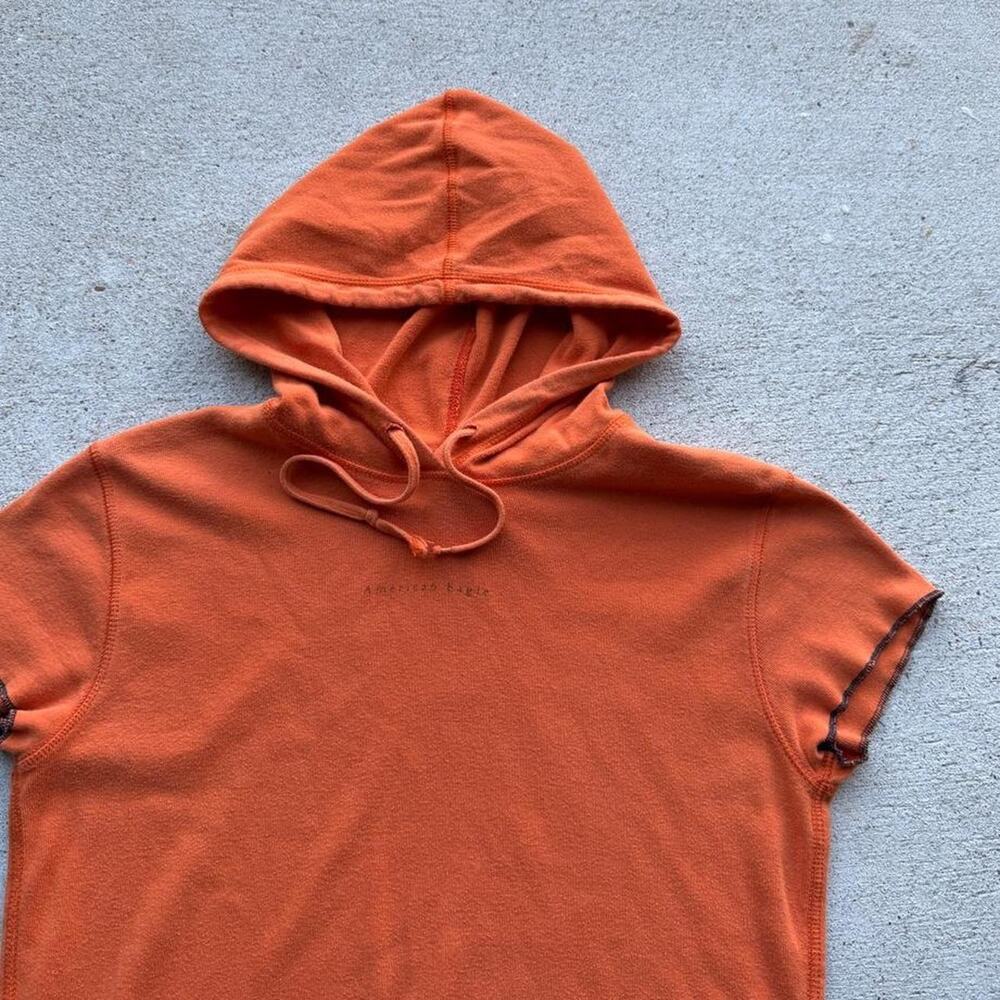 Y2k american eagle sleeveless hoodie orange women's medium